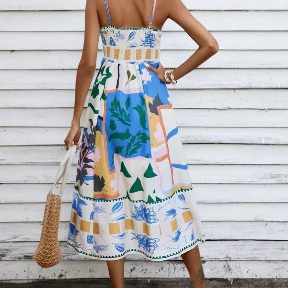 Multicolor Boho Womens Geo Print Cami Dress - Picture 2 of 5